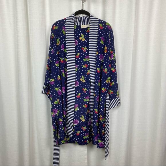 Victoria’s Secret Vintage Gold Label Blue Floral Robe Sz.OS - Picture 2 of 13